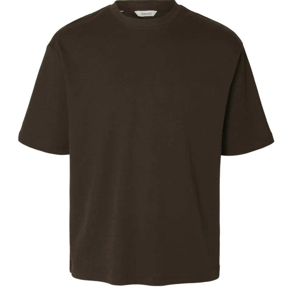 Selected oversized T-shirt bruin, foto 2
