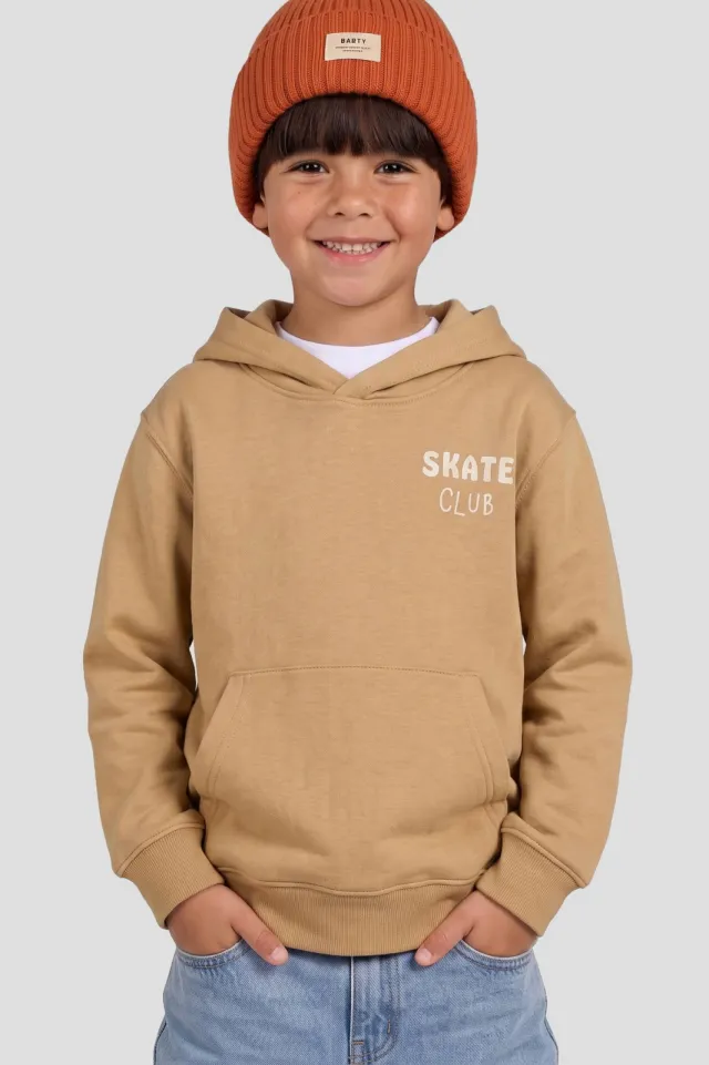 Orange Stars hoodie met tekst Zand