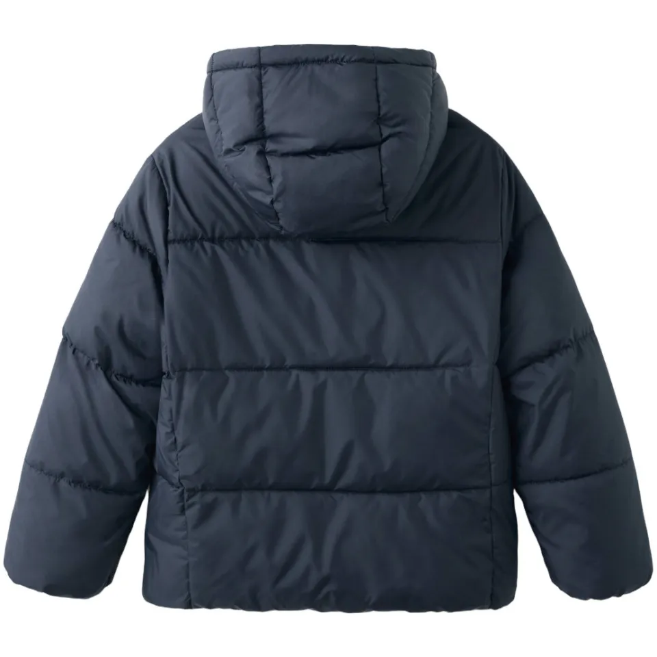 Mango gewatteerde winterjas marineblauw met capuchon, foto 2
