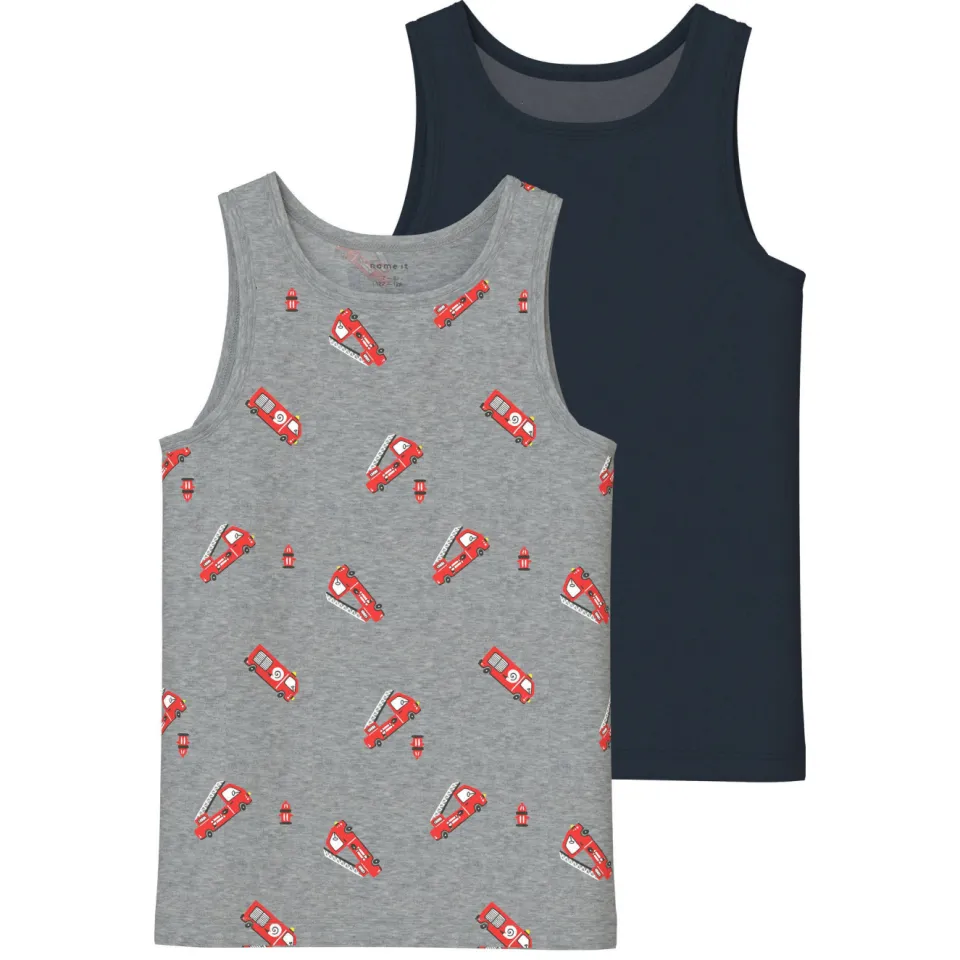 NAME IT hemd grijs/donkerblauw Grijs melange/zwart