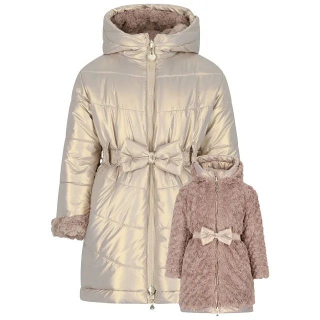 Le Chic reversible faux fur winterjas met ceintuur goud, foto 2