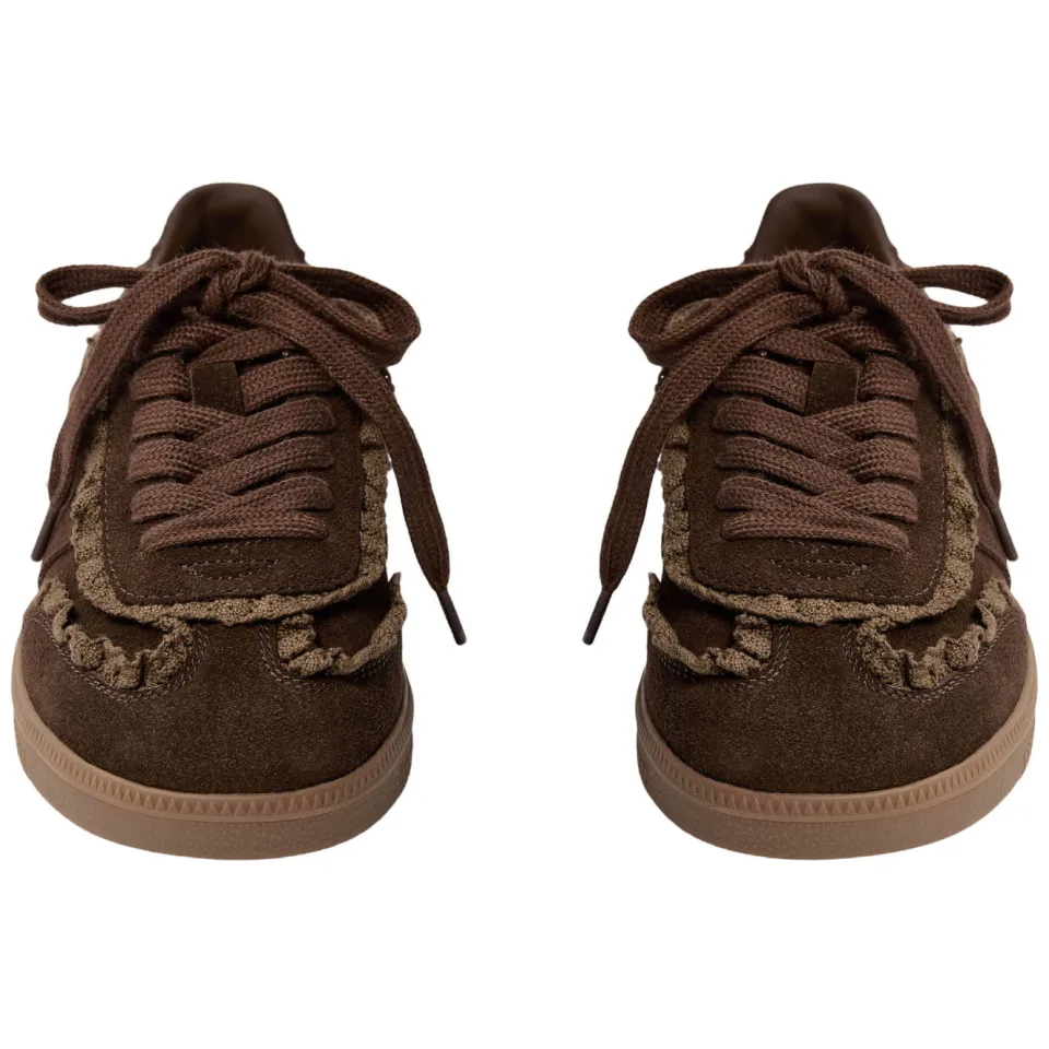 Sofie Schnoor girls suède sneakers met ruches - donkerbruin, foto 5