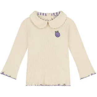 Babyface rechtvallende longsleeve met ruches en print crème