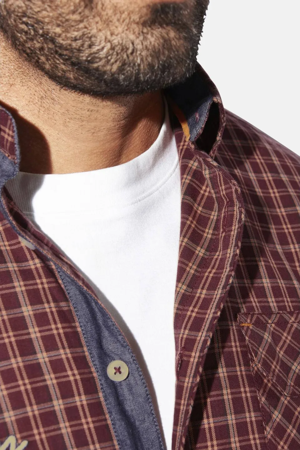 Jan Vanderstorm +FIT Collectie casual overhemd PERTAVIN Plus donkerrood, foto 5
