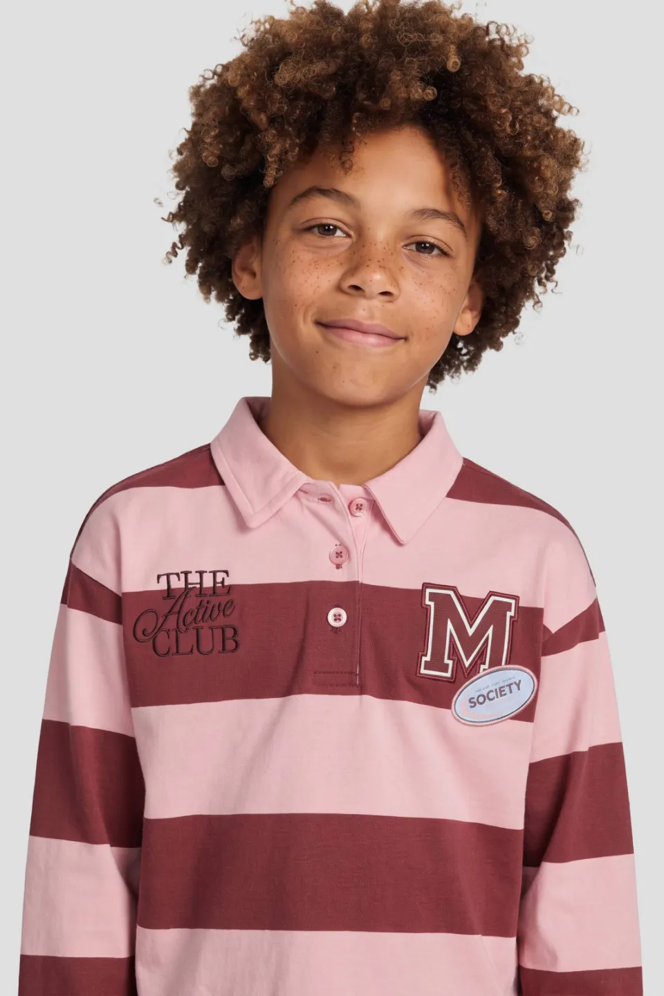 Me & My Monkey gestreepte longsleeve met tekst roze/rood, foto 4