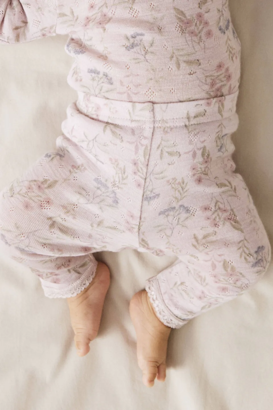 NAME IT BABY slim gebloemde legging met wol lila, foto 3