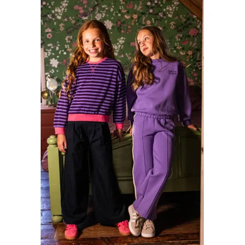 LOOXS little katoenen oversized gestreepte gebreide sweater - paars, foto 4