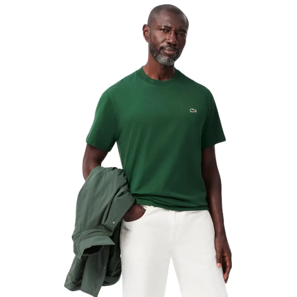 Lacoste T-shirt met logodetail, model 'BASIC ON' groen