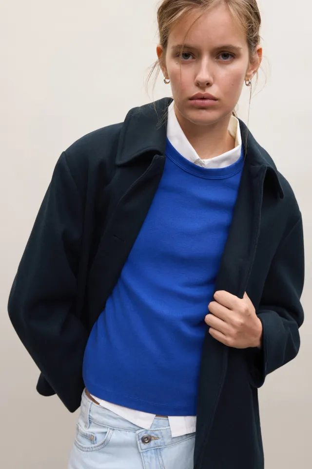 Mango TEEN mantel donkerblauw