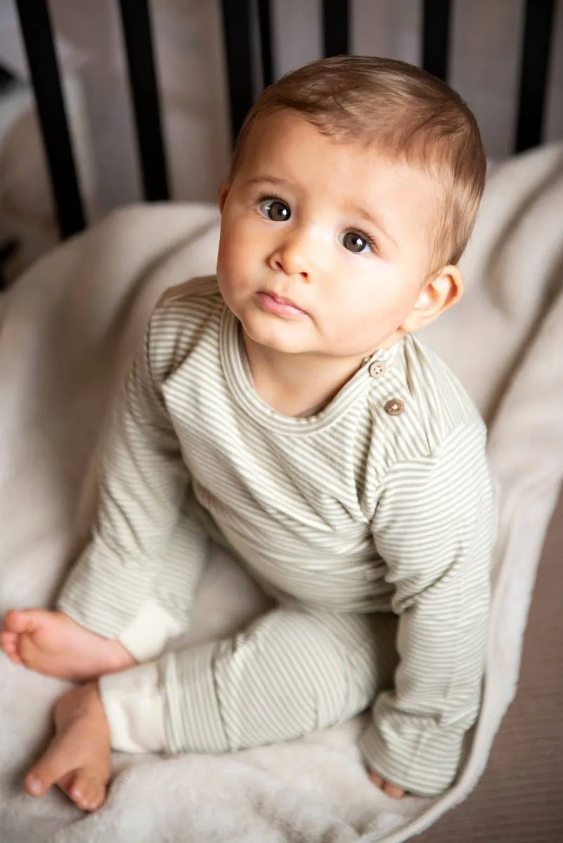 Baby's Only gestreepte longsleeve lichtblauw Lichtblauw/off white