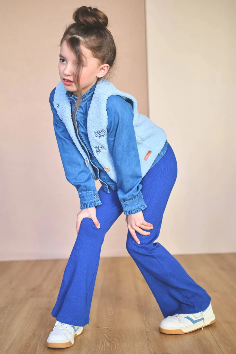 Nono teddy gilet met print - lichtblauw