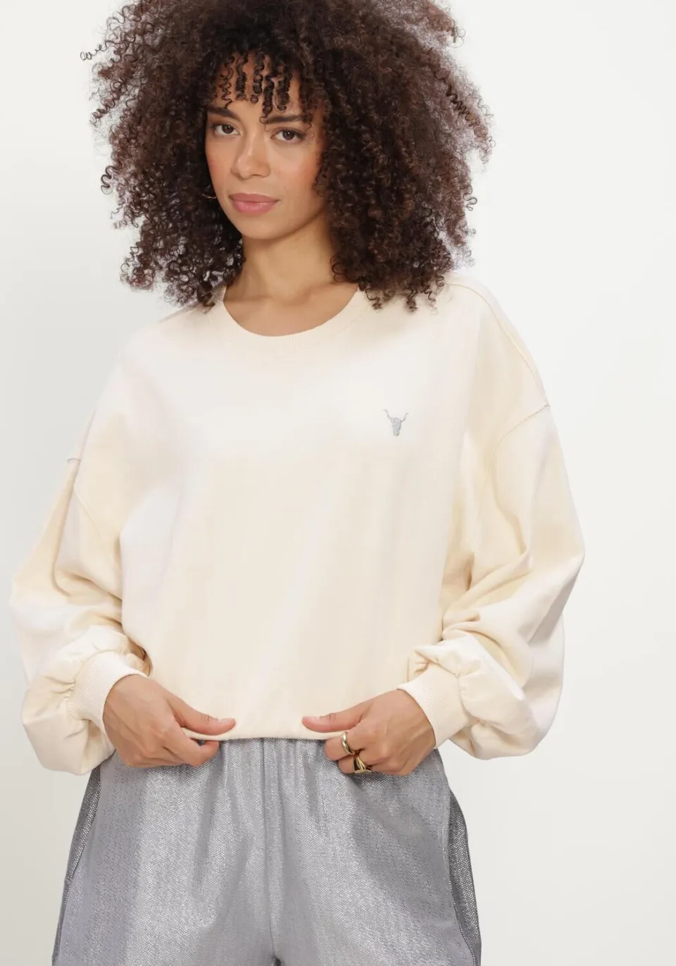 Alix The Label katoenen trui met logo - crème, foto 6