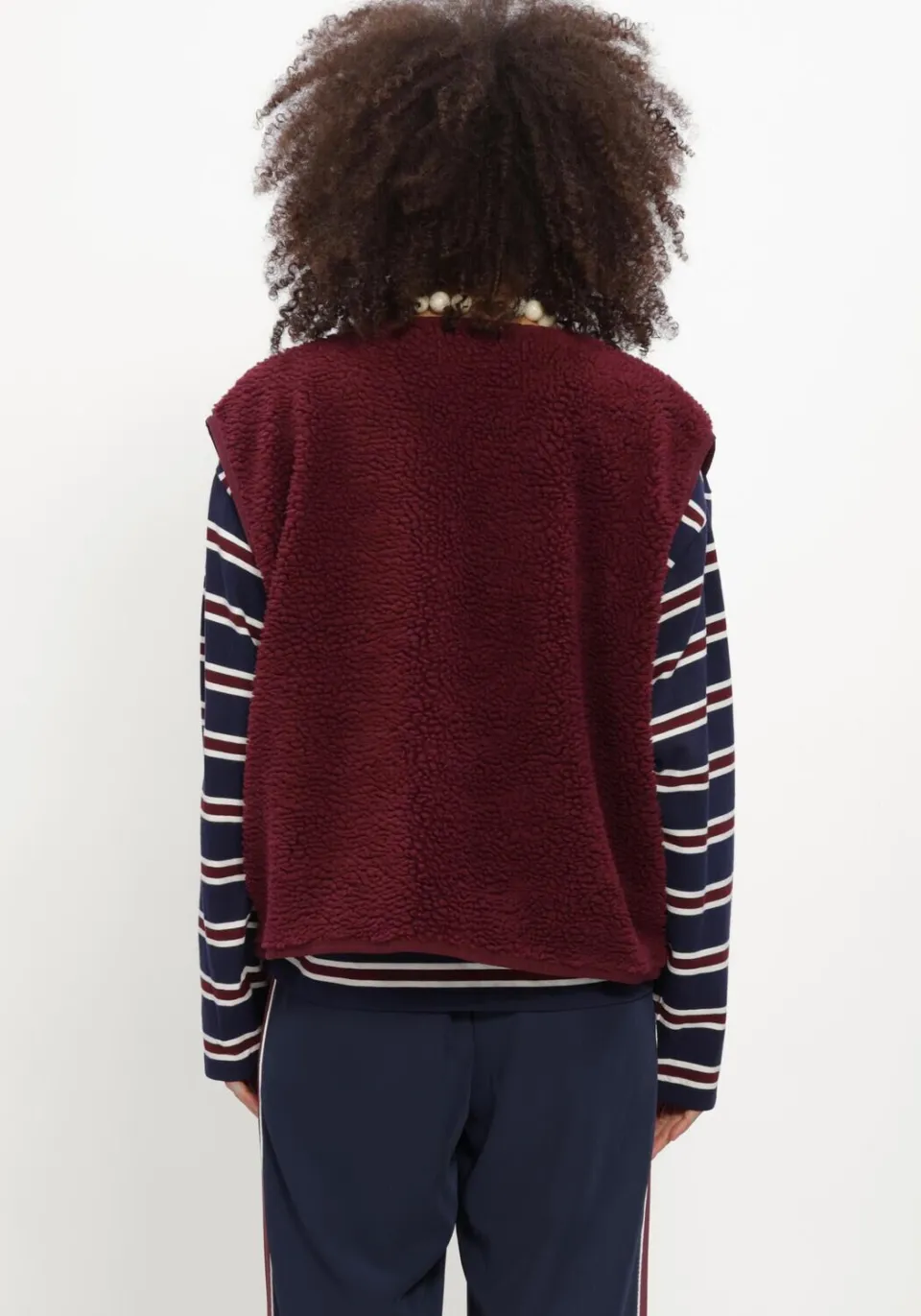 Catwalk Junkie rechtvallend teddy gilet - donkerrood, foto 6