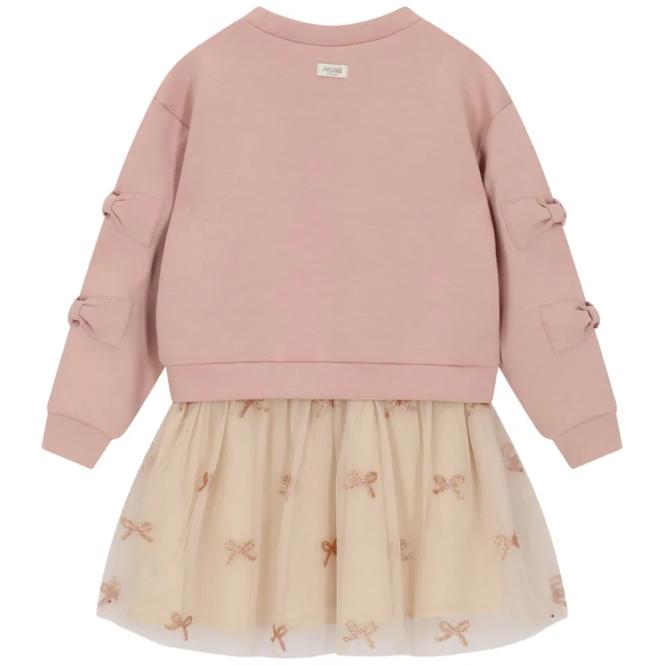 Le Chic korte jurk met tule en print roze, foto 3