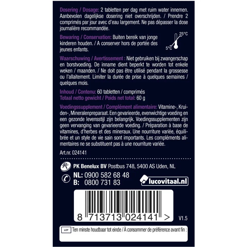 Lucovitaal Huid, Haar & Nagels Tabletten - 60 tabletten, foto 2