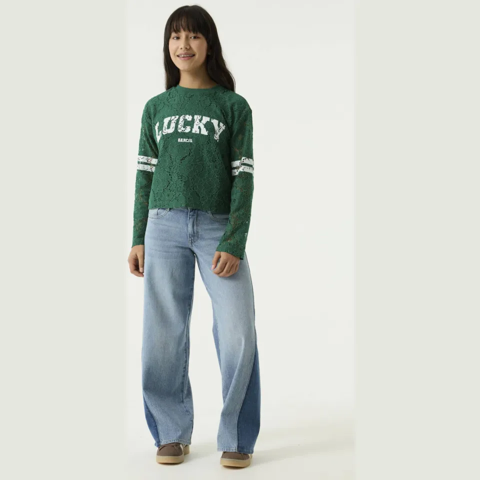 Garcia rechtvallende longsleeve groen, foto 4