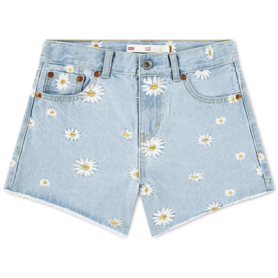 Levi's gebloemde denim short lichtblauw, foto 2