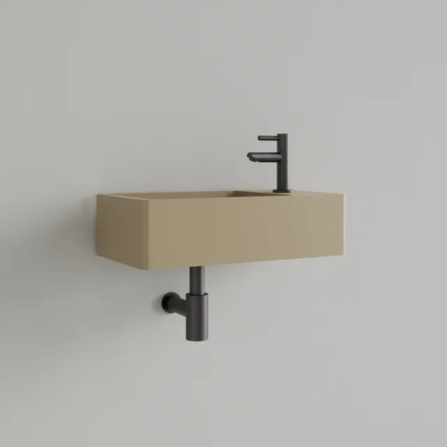 Gliss Design Fontein Gliss Design Freya Solid Marble 40x22x10 cm Met Kraangat Rechts Mat Cappuccino Beige