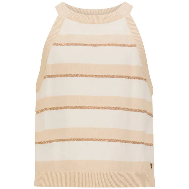 Retour Jeans gestreepte haltertop beige Beige/wit