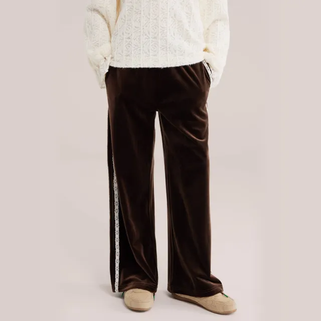 WE Fashion fluwelen wide leg broek bruin