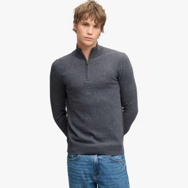 Superdry regular fit gebreide trui met wol - grijs Iron Grey Marl