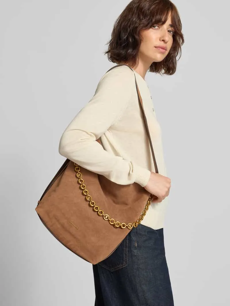 MICHAEL Michael Kors Handtas in leer met labelapplicatie model 'NOLITA' beige, foto 4