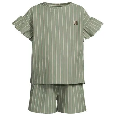 Koko Noko T-shirt + korte broek met streepdessin groen Set Meisjes Katoen Ronde hals, foto 2