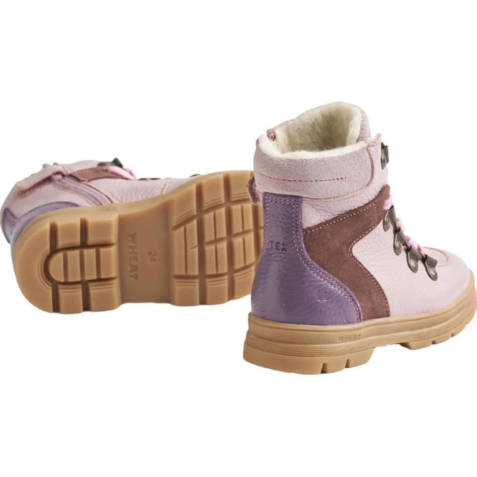 Wheat leren enkelboots met profielzool - lichtroze, foto 3