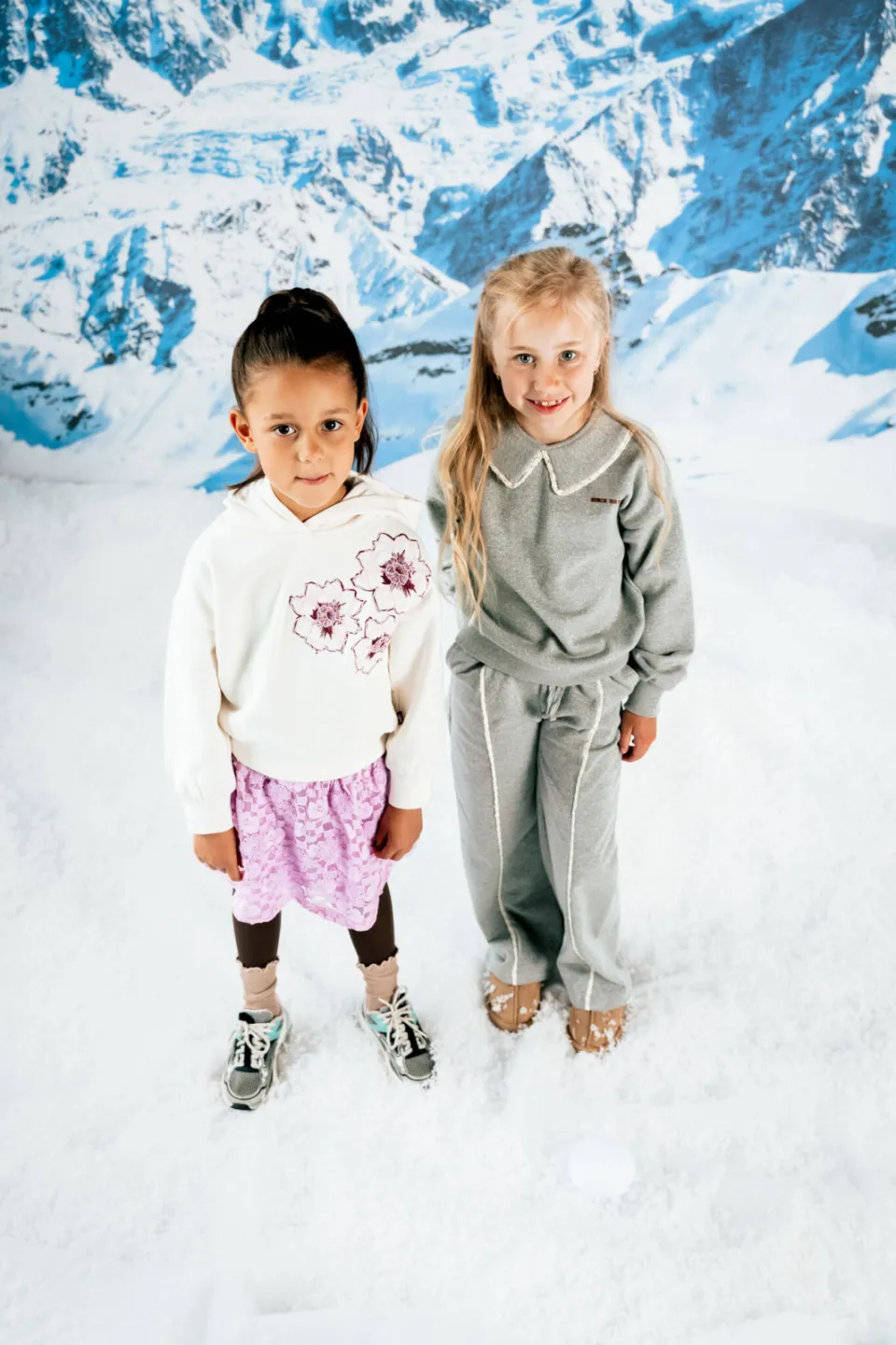 QPI gestreepte sweatpants grijs