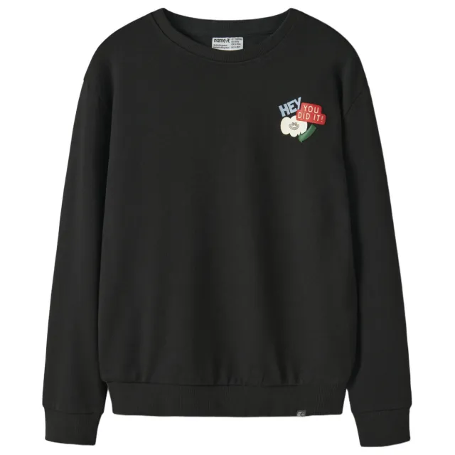 NAME IT KIDS sweater met backprint - zwart