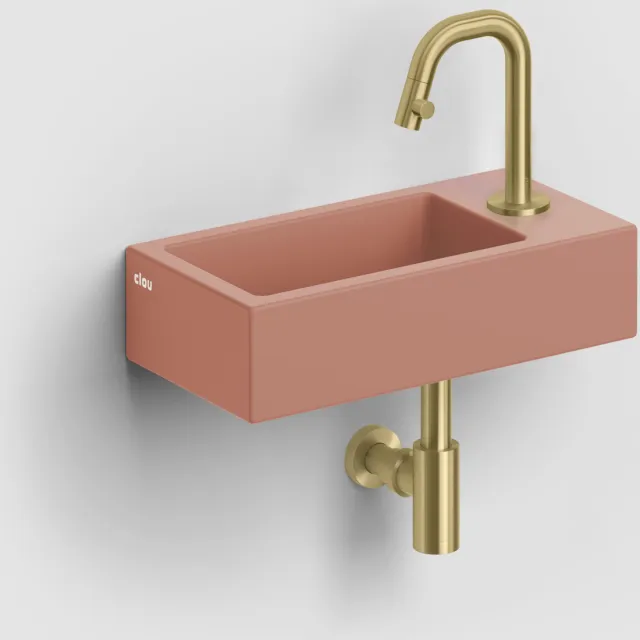 Clou Flush 3 Fontein Met Kraangat Rechts Mat Roze Keramiek 36 cm, foto 2