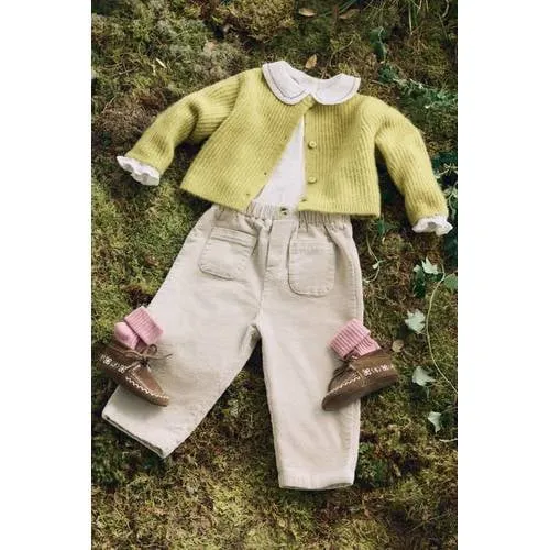Mango Kids corduroy casual broek beige, foto 3