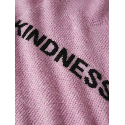 NAME IT KIDS rechtvallende gebreide trui met tekst en wol - roze Meisjes Polyester Opstaande kraag, foto 3