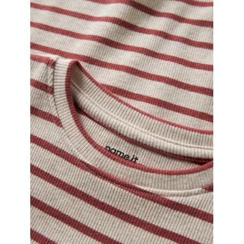 NAME IT gestreepte longsleeve beige rood, foto 3