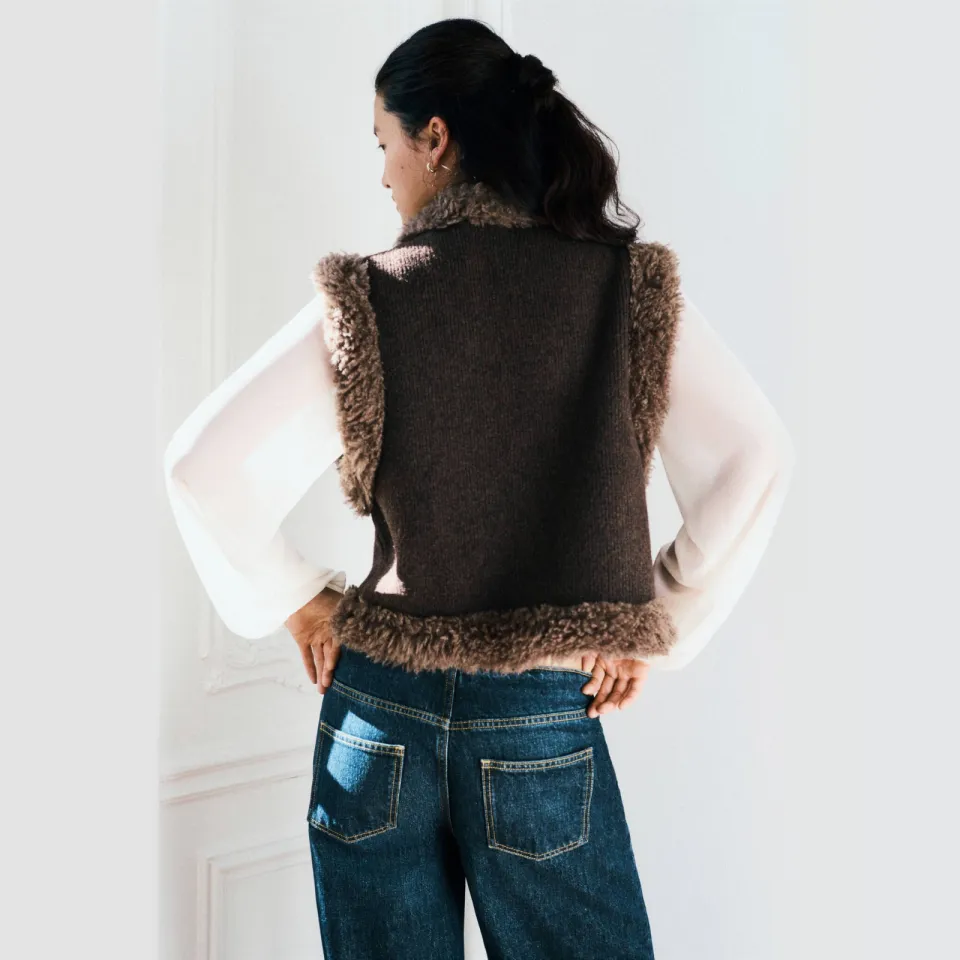 Mango TEEN wollen gilet - bruin, foto 5