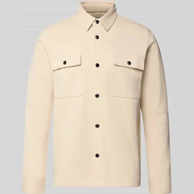 Selected Regular fit overhemdjack met borstzakken model 'JACKIE' Oatmeal