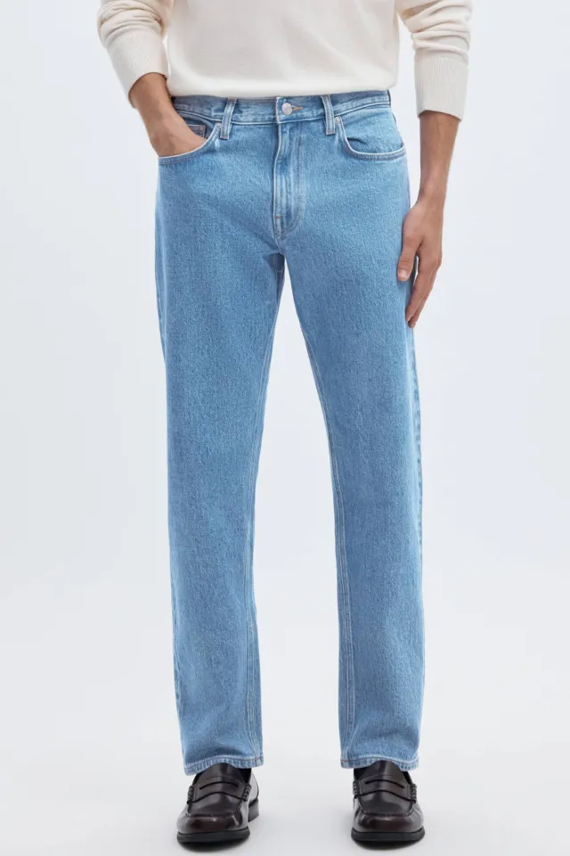 Selected straight leg jeans - light blue denim