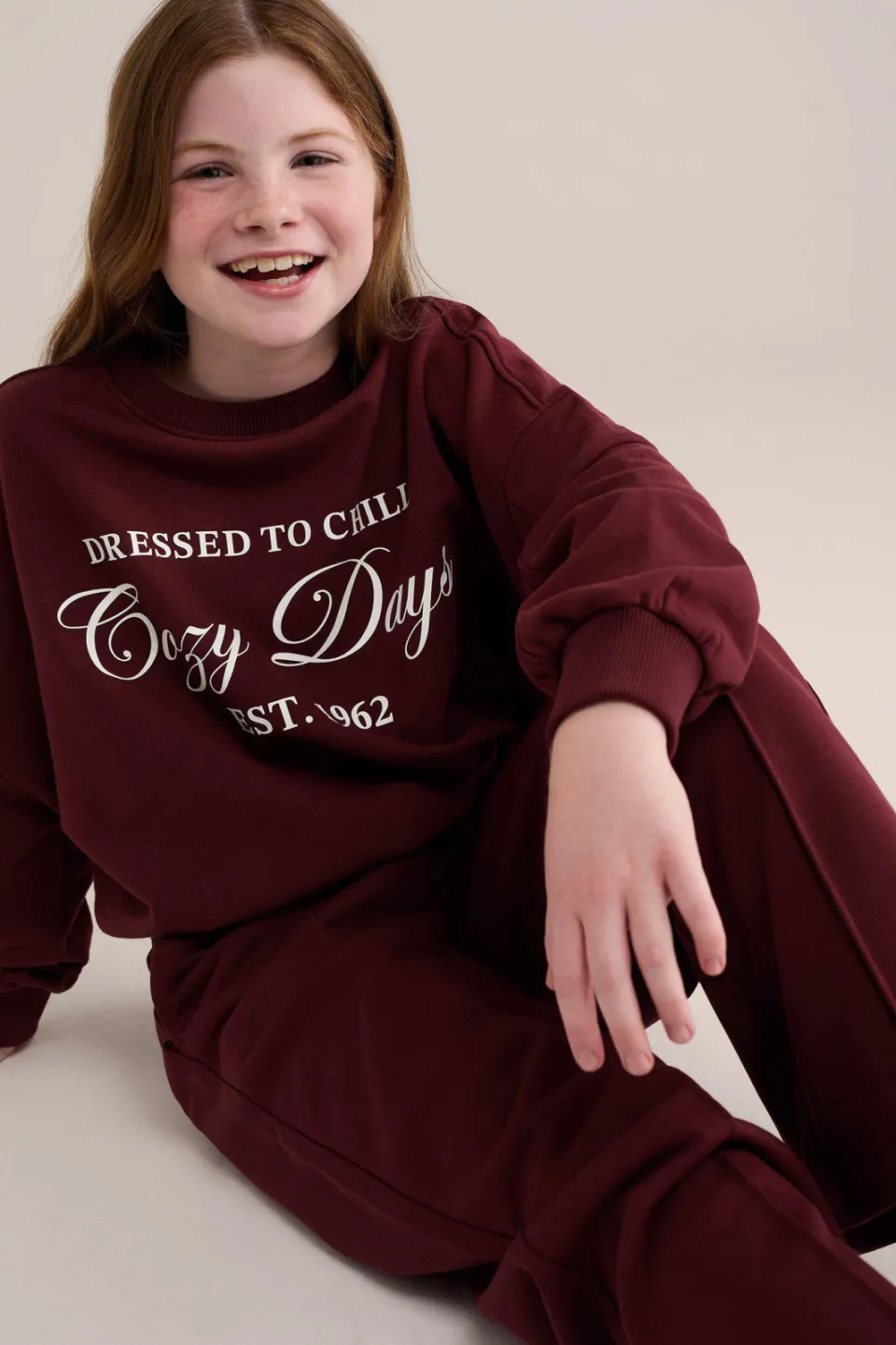 WE Fashion oversized sweater met print - donkerrood, foto 5
