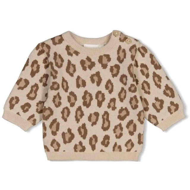 Feetje gebreide sweater met panterprint - zand Zand/bruin/lichtbruin
