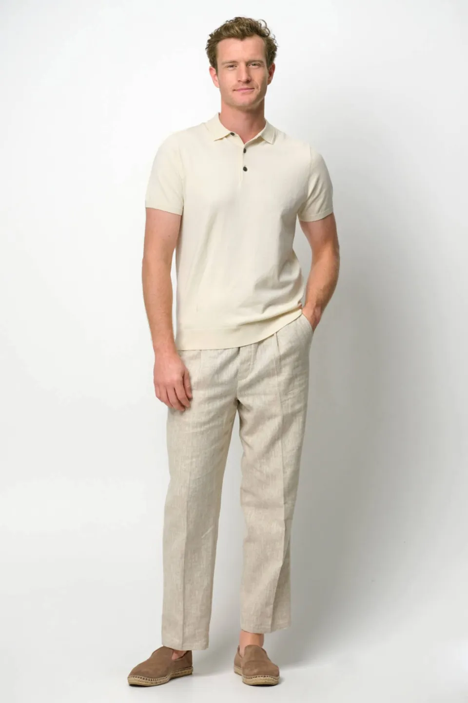 Profuomo zijden regular polo ecru fijn gebreid, foto 3