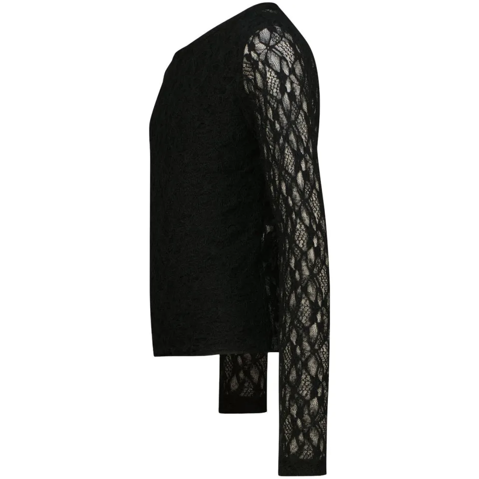Raizzed longsleeve met kanten mouwen zwart, foto 4