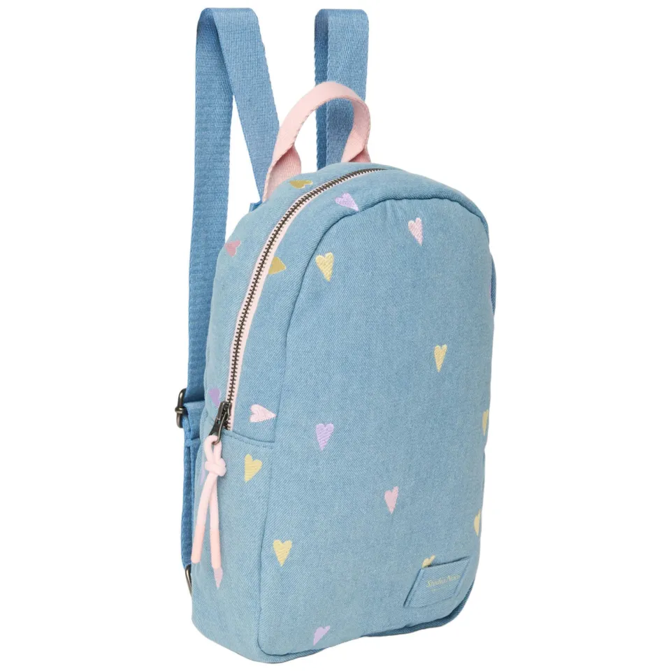 Studio Noos denim mini rugzak met hartjes print lichtblauw, foto 3