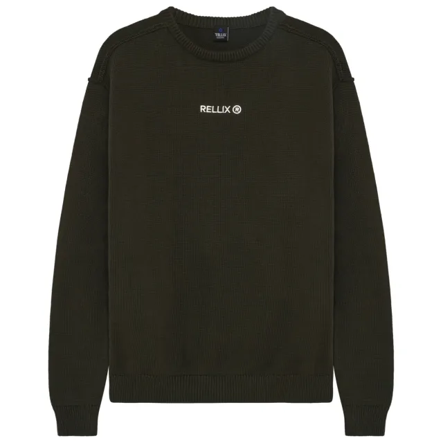 Rellix katoenen oversized gebreide trui met backprint - donkergroen, foto 2