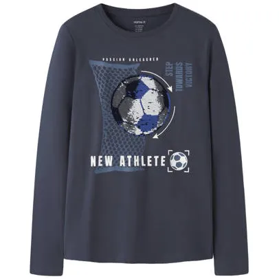 NAME IT KIDS rechtvallende longsleeve met pailletten blauw