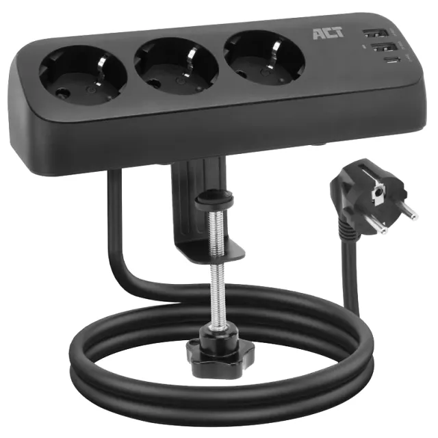 Act AC2480 stekkerdoos met klem zwart