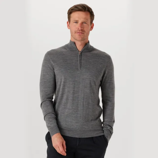 Profuomo Heren Truien & Vesten Pullover Half Zip Merino - Grijs