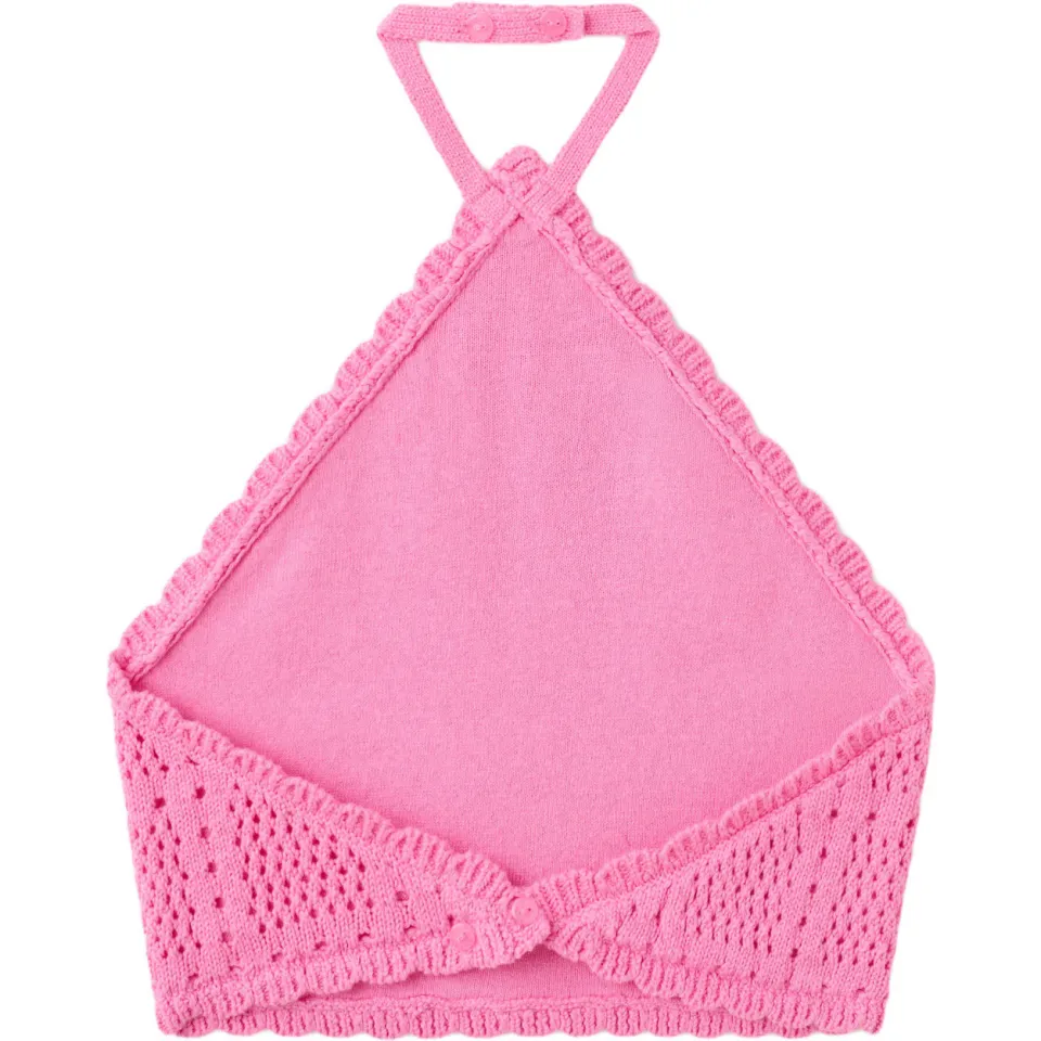 Mango gehaakte haltertop roze, foto 3
