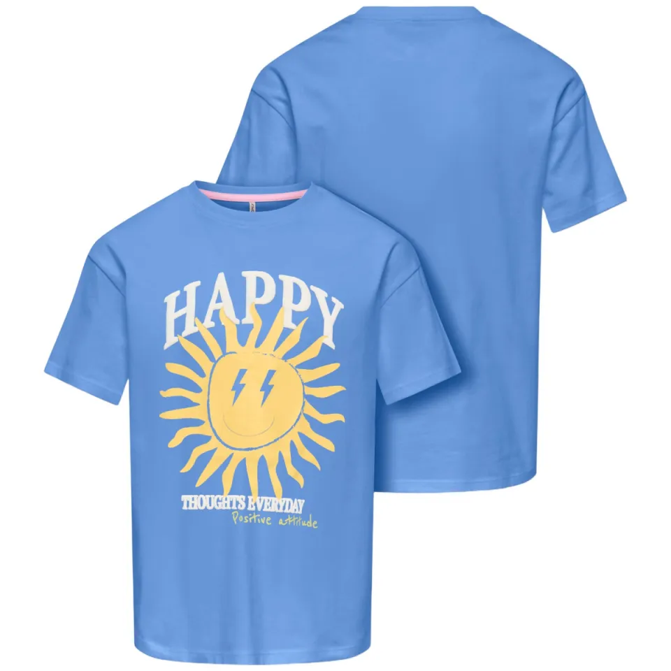 Only T-shirt hemelsblauw met printopdruk, foto 3