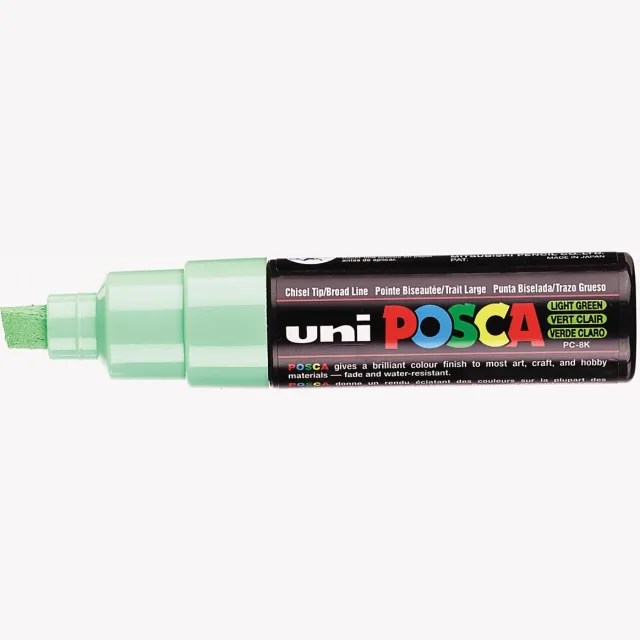 Posca marker met schuine punt schrijfdikte breed lichtgroen