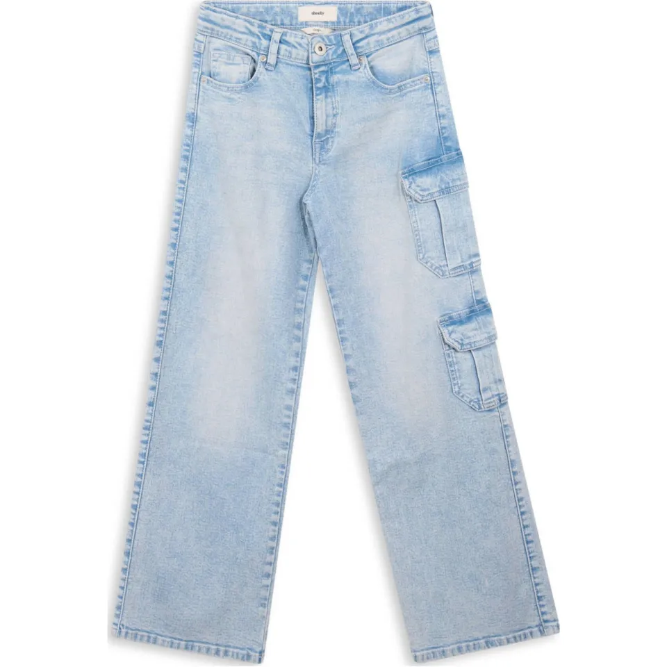 Shoeby wide leg regular waist jeans light blue denim, foto 2